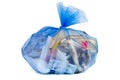 Big blue plastic garbage bag Royalty Free Stock Photo