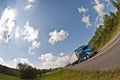 Big Blue Semi Truck On Highway