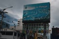 The big,blue sign above the entrance of Walking Street