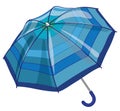 Big blue sun parasol umbrella against rain