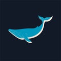 Big blue whale cartoon animal design biggest mammal on the earth fla Royalty Free Stock Photo
