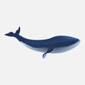 Big blue whale icon isolated on white background.