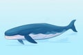 Big blue whale in water, flat illustration Royalty Free Stock Photo