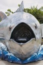 Big Bluefin Tuna monument at Koniya Fishing Port facing Oshima strait in Amami Oshima, Japan