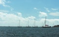 Big boat swimming on a Michigan Lake Royalty Free Stock Photo