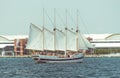 Big boat swimming on a Michigan Lake Royalty Free Stock Photo