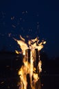 Big bonfire against blue night sky Royalty Free Stock Photo