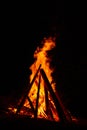 Big bonfire against dark night sky Royalty Free Stock Photo