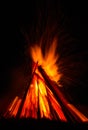 Big bonfire against dark night sky Royalty Free Stock Photo