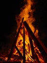 Big bonfire against dark night sky Royalty Free Stock Photo