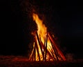 Big bonfire against dark night sky Royalty Free Stock Photo