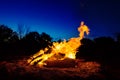 Big bonfire against night sky in Australian outback Royalty Free Stock Photo