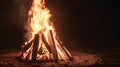 A big bonfire blazing strongly under the dark night s Royalty Free Stock Photo