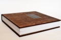 Big book wooden cover of photo album, small depth of field