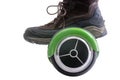 Big boot riding a hover board Royalty Free Stock Photo