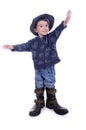 Big boots for little boy Royalty Free Stock Photo