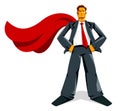 Big boss businessman stands confident and serious like a superhero vector illustration, powerful business man. Royalty Free Stock Photo