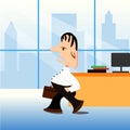 Big boss going to work in the office. Vector flat illustration