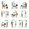 Big Boss Managing And Supervising The Work Of Office Employees Set Of Top Manager And Workers Illustrations Royalty Free Stock Photo