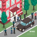Big Boss With Security Isometric Illustration
