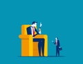 Big boss sitting on chair and talking employee. Concept business vector illustration, Meeting, Communication, Large Royalty Free Stock Photo