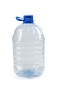 Big bottle transparent plastic, disposable container on white background isolated