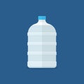 Big bottle waterfor cooler in flat style isolated on blue background.