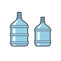 Big bottles with clean water. Flat icons. Plastic container for the cooler. Isolated on white background. Vector Royalty Free Stock Photo