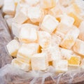 Big box of lemon turkish delight Royalty Free Stock Photo