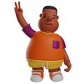 Big Boy 3D Cartoon Character with victory finger sign Royalty Free Stock Photo