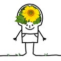 Big Brain Man - sunflower and smile Royalty Free Stock Photo