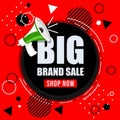 Big brand sale. Red and Brown sale shapes.