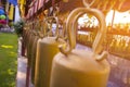 Big brass bell in Thailand temple Selective focus Royalty Free Stock Photo