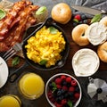 Big breakfast with bacon and scrambled eggs Royalty Free Stock Photo