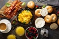 Big breakfast with bacon and scrambled eggs Royalty Free Stock Photo