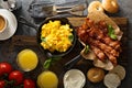 Big breakfast with bacon and scrambled eggs Royalty Free Stock Photo