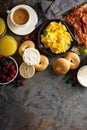 Big breakfast with bacon and scrambled eggs Royalty Free Stock Photo