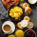 Big breakfast with bacon and scrambled eggs Royalty Free Stock Photo