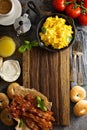 Big breakfast with bacon and scrambled eggs Royalty Free Stock Photo