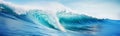 Big breaking blue ocean wave. Surfing summer wave banner Royalty Free Stock Photo