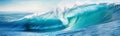 Big breaking blue ocean wave. Surfing summer wave banner Royalty Free Stock Photo