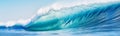 Big breaking blue ocean wave. Surfing summer wave banner Royalty Free Stock Photo