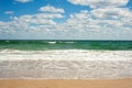 Big breaking Sea wave on a sandy beach on the shore of Sozopol in Bulgaria.