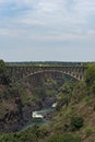 Big bridge at the victoria falls between zambia and zimbabwe Royalty Free Stock Photo