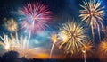 big bright and colorful fireworks in the night sky wallpaper Royalty Free Stock Photo
