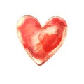 Big bright Heart. Watercolor illustration. Happy Valentine`s Day.