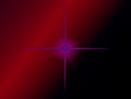 A big bright light star silhouette in purple blue on blurred red black background. Decorative element, vector. Royalty Free Stock Photo