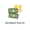 big bright pile of money, victory icon. success, award, wealth, abundance concept symbol design, fortune, reward, championship,