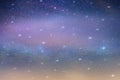 Big bright starry  sky night blue  milky way universe aurora borealis on dramatic clouds blue green pink  lilac colorful cosmic ba Royalty Free Stock Photo