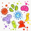 Cartoon bacteria set